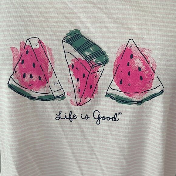 Life Is Good Pink and White Striped Watermelon V Neck Night Shirt NWOT SZ XL - Picture 3 of 8
